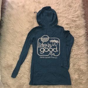 Life is good hooded long sleeve top